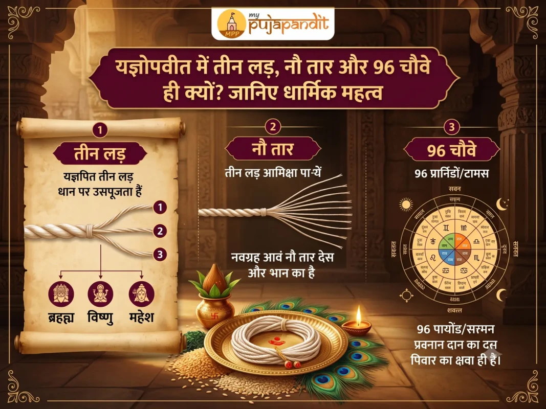 यज्ञोपवीत में तीन लड़, नौ तार और 96 चौवे ही क्यों? जानिए धार्मिक महत्व